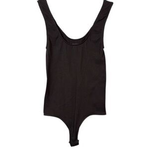 SKIMS Stretch Rib Scoop Neck Tank Bodysuit Charcoal Size S/M